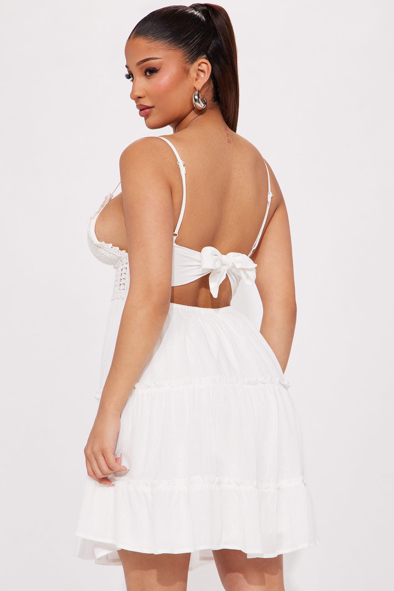 Clover Gauze Mini Dress - White Product Image