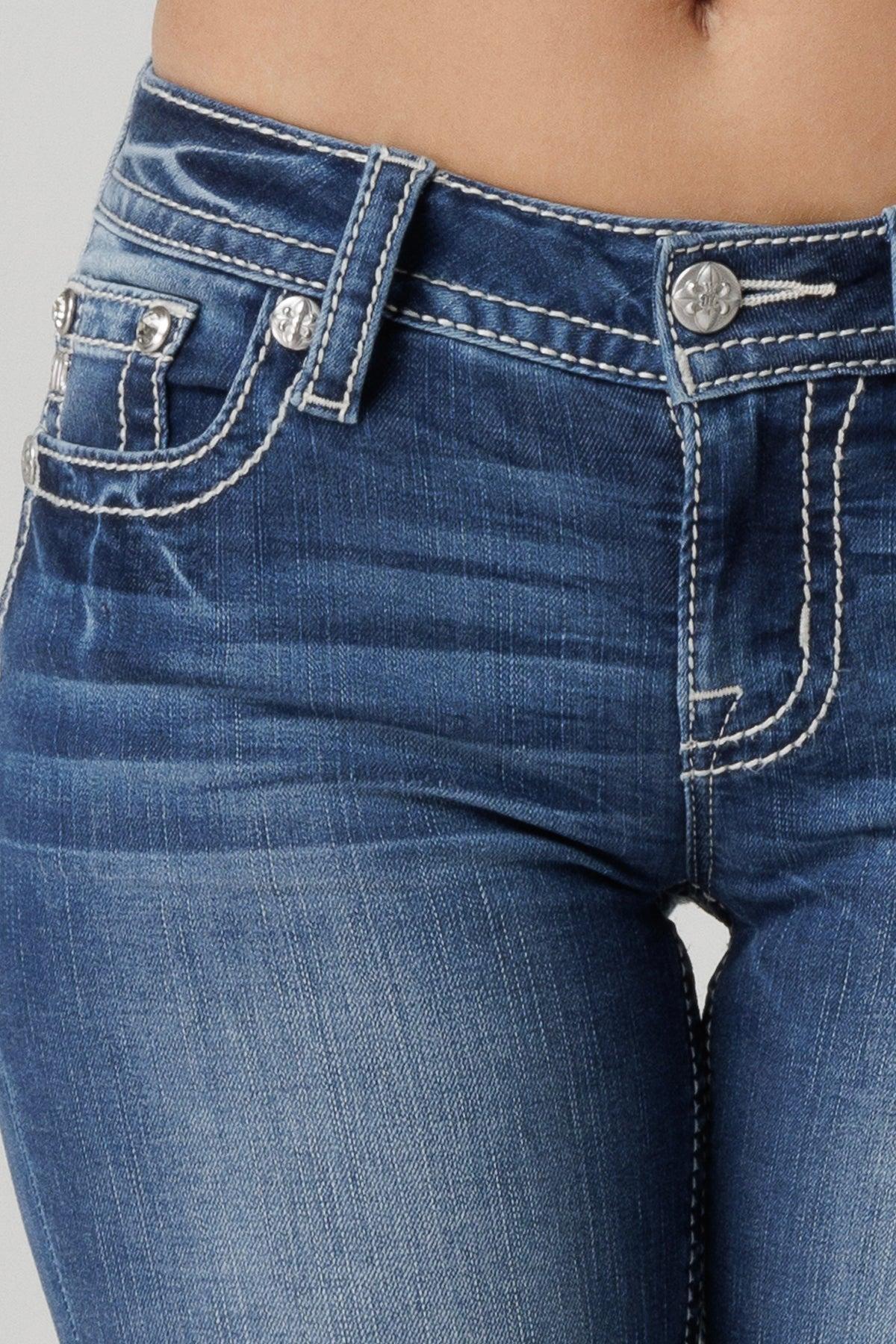 Stitched and Jaded Bootcut Jeans Product Image