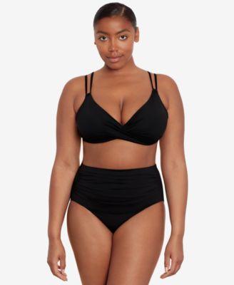 LAUREN Ralph Lauren Beach Club Solid Double Strap Twist Underwire Bra (Black) Women's Swimwear Product Image