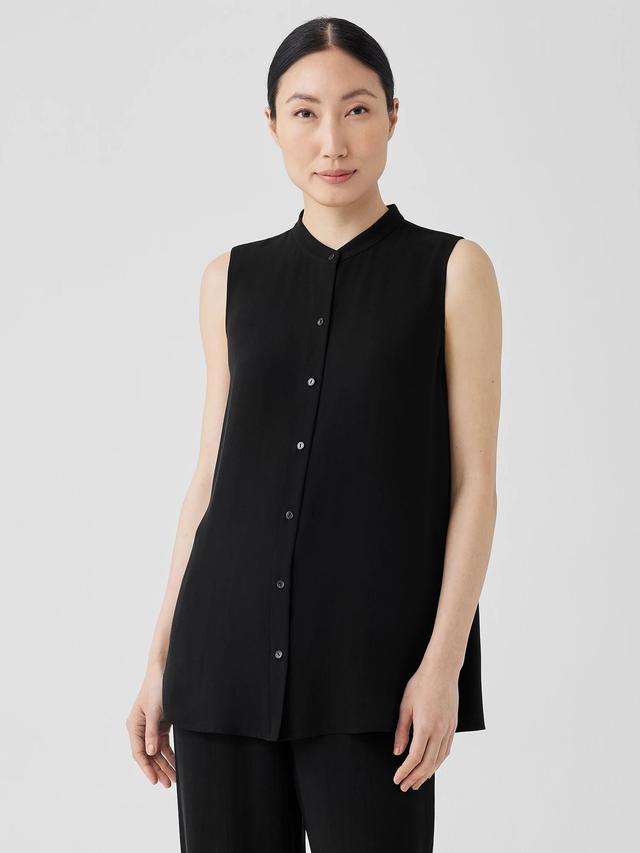 EILEEN FISHER Silk Georgette Crepe Sleeveless Shirtfemale Product Image