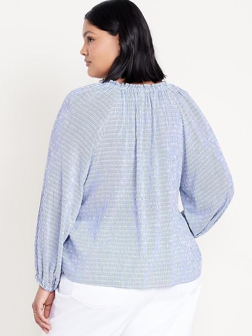 Ruffled Split-Neck Top Product Image