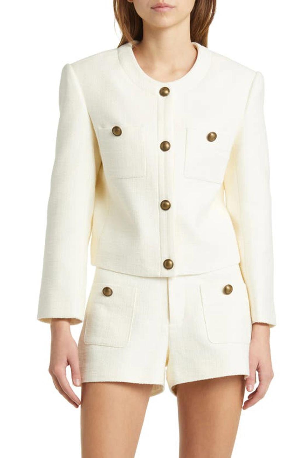 Collarless Jacket In Cream Product Image