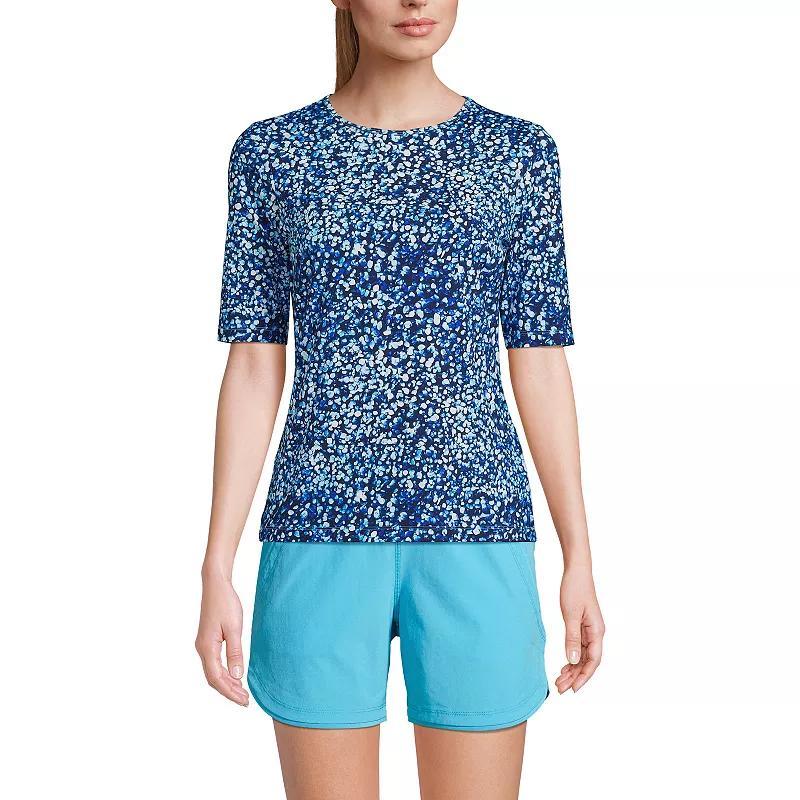 Womens Lands End UPF 50 Elbow-Sleeve Rash Guard Swim Tee Product Image