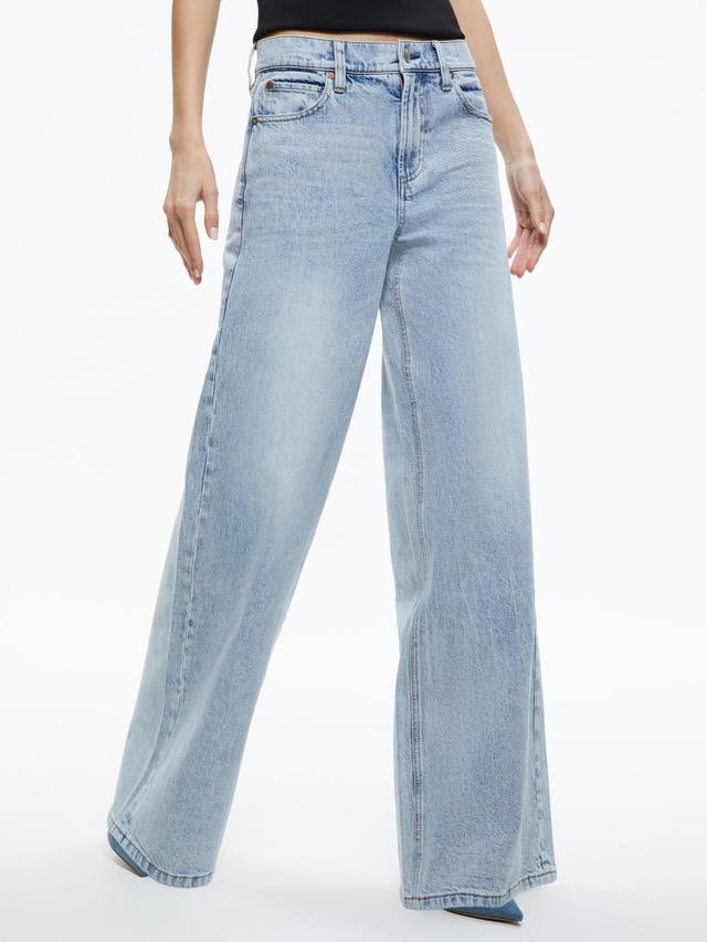 ALICE AND OLIVIA Trish Mid Rise Baggy Jean In Rockstar Blue Product Image