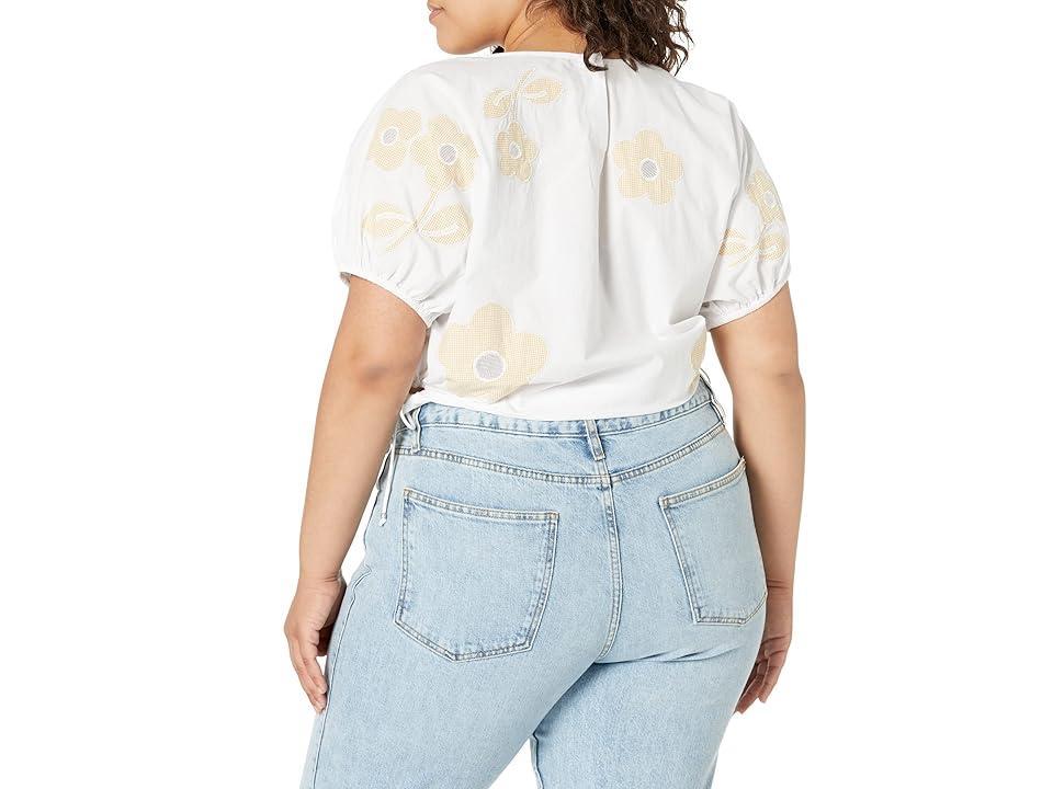 Madewell Embroidered Puff Sleeve Cutout Crop Poplin Top Product Image