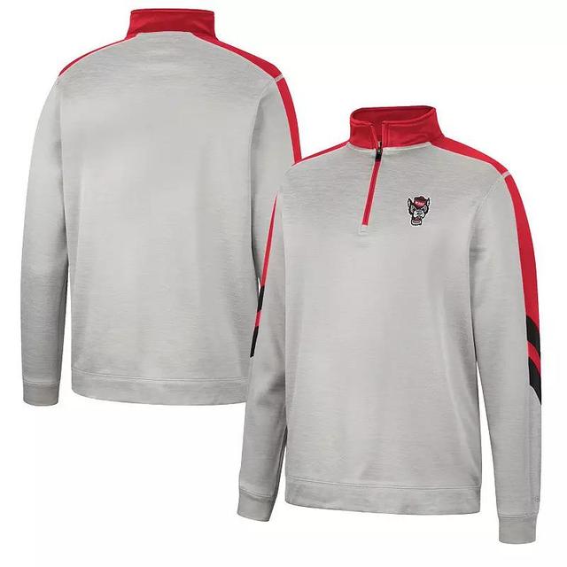 Mens Colosseum Gray/Crimson Indiana Hoosiers Bushwood Fleece Quarter-Zip Jacket Product Image