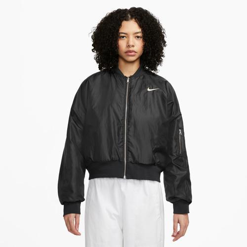 Nike Womens Nike NSW Faux Fur Bomber - Womens Black/Coconut Product Image