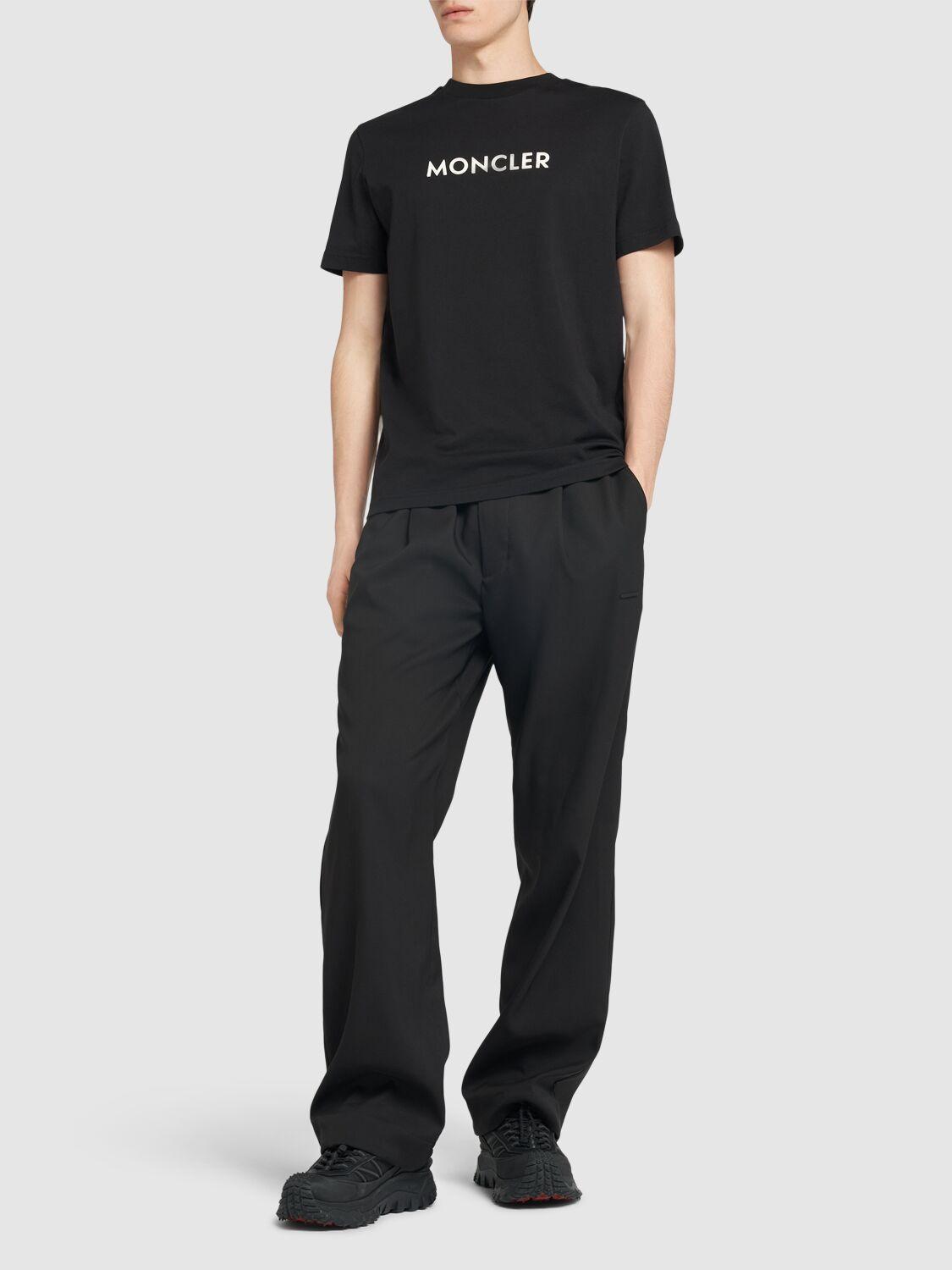 MONCLER Logo Cotton Jersey T-shirt In Black Product Image