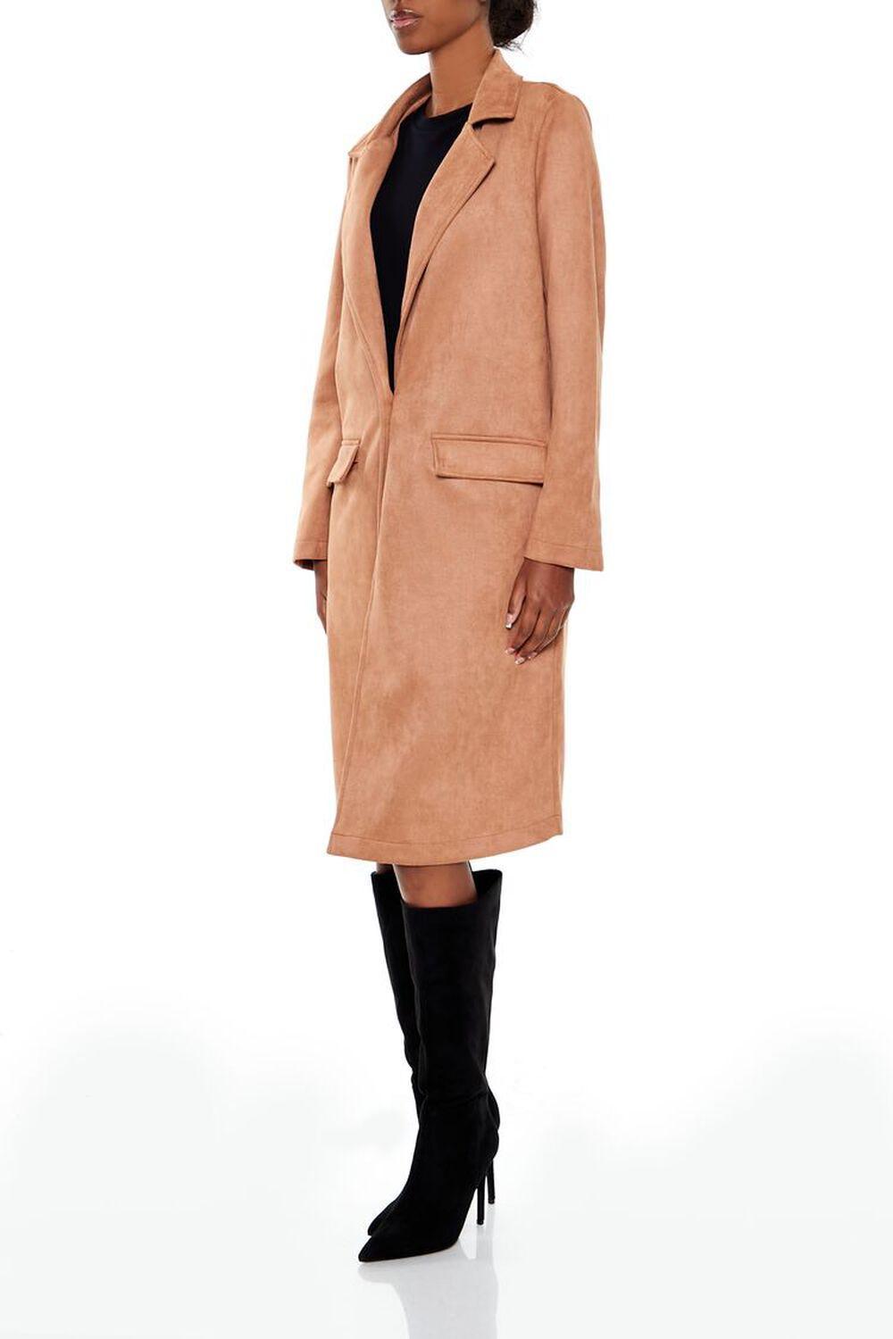 Faux Suede Longline Trench Coat | Forever 21 Product Image