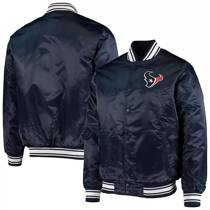 Mens Starter Houston Texans Locker Room Satin Varsity Full-Snap Jacket Blue Product Image