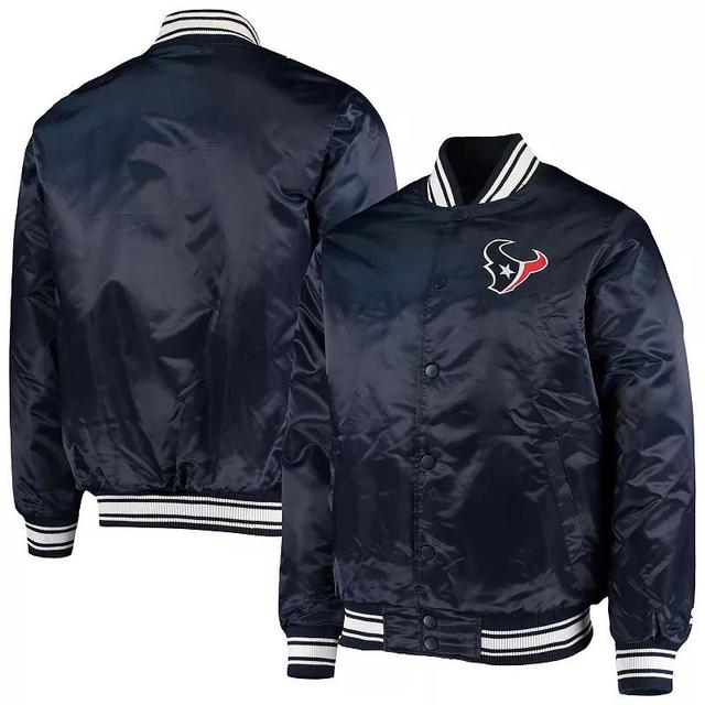 Mens Starter Navy Houston Texans Locker Room Satin Varsity Full-Snap Jacket Product Image