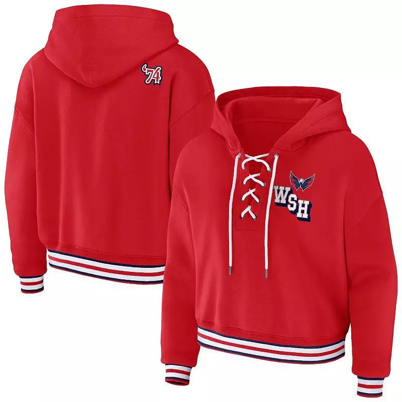 Womens WEAR by Erin Andrews Washington Capitals Lace-Up Pullover Hoodie Product Image