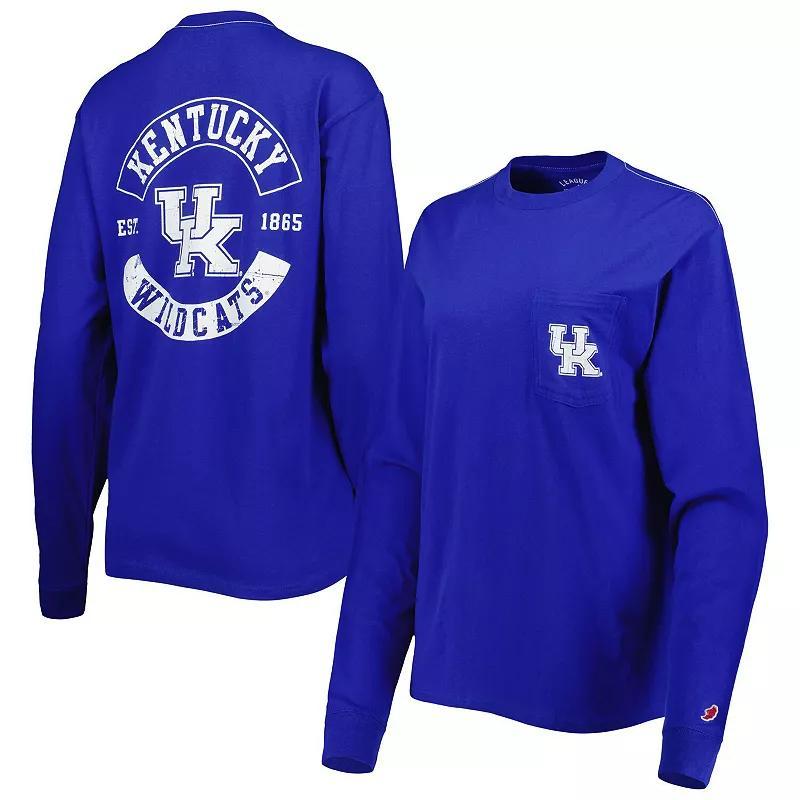 Womens League Collegiate Wear Royal Kentucky Wildcats Oversized Pocket Long Sleeve T-Shirt Product Image