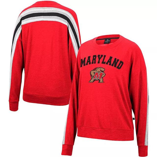 Womens Colosseum Heathered Maryland Terrapins Team Oversized Pullover Sweatshirt Product Image