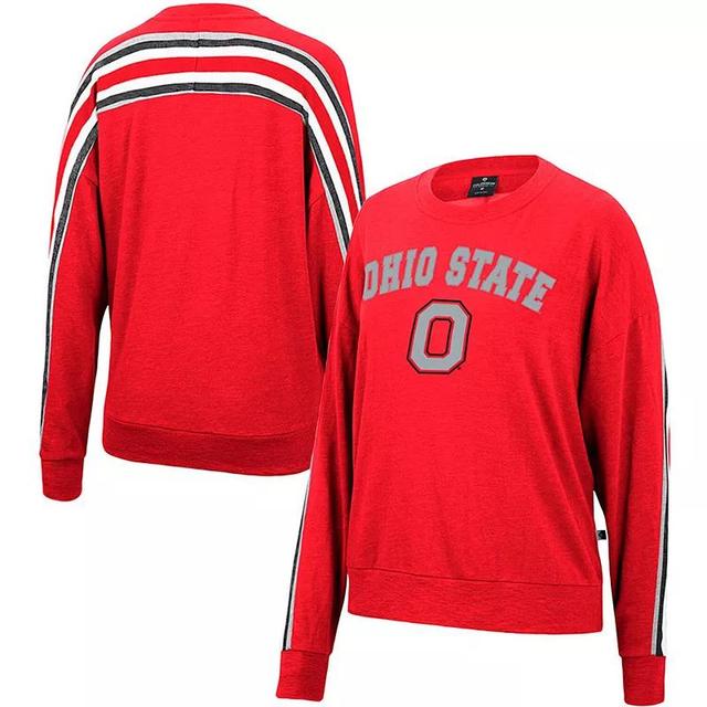 Womens Colosseum Heathered Scarlet Ohio State Buckeyes Team Oversized Pullover Sweatshirt Product Image