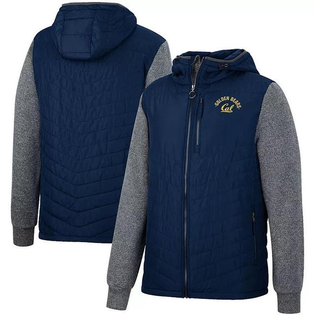 Mens Colosseum /Charcoal Cal Bears Course Herringbone Full-Zip Hoodie Blue Product Image