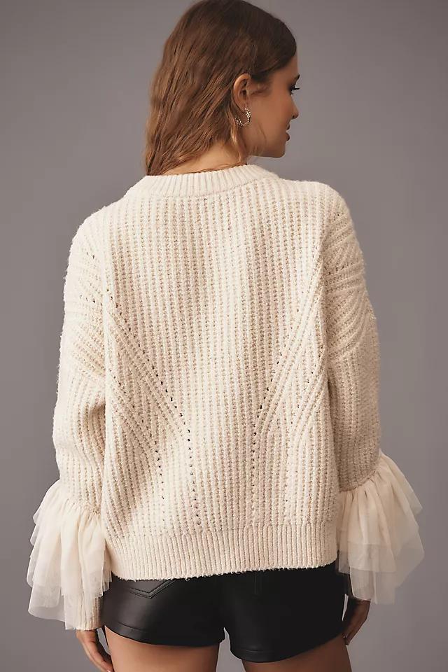 By Anthropologie Tulle-Sleeve Sweater Product Image