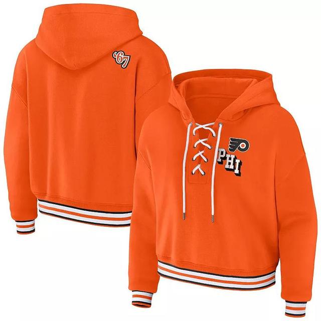 Womens WEAR by Erin Andrews Orange Philadelphia Flyers Lace-Up Pullover Hoodie Product Image