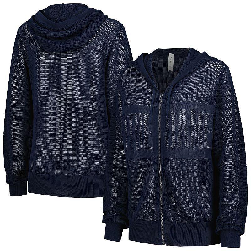 Womens Lusso Notre Dame Fighting Irish Summer Tonal Mesh Full-Zip Hoodie Sweater Blue Product Image