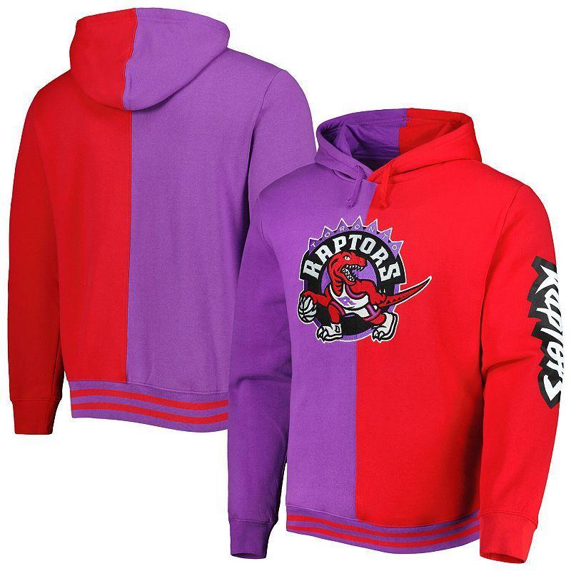 Mens Mitchell & Ness Purple/Red Toronto Raptors Big & Tall Hardwood Classics Split Pullover Hoodie Product Image