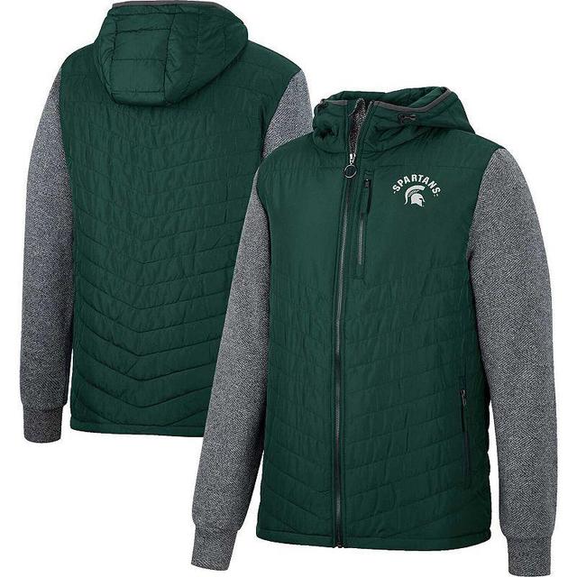 Mens Colosseum Green Michigan State Spartans Course Herringbone Full-Zip Hoodie Product Image