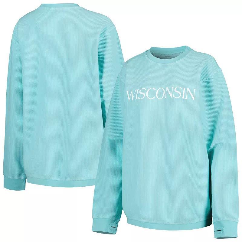 Womens Pressbox Mint Wisconsin Badgers Comfy Cord Bar Print Pullover Sweatshirt Product Image