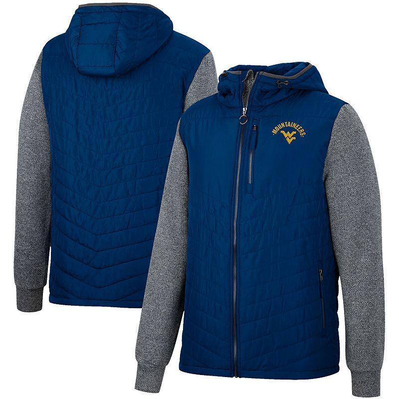 Mens Colosseum West Virginia Mountaineers Course Herringbone Full-Zip Hoodie Blue Product Image