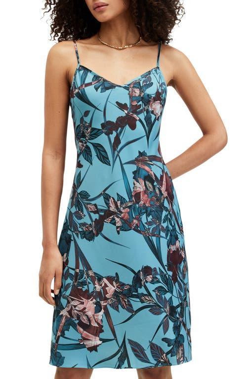 Bryony Batu Floral Print Slipdress In Lagoon Blue Product Image