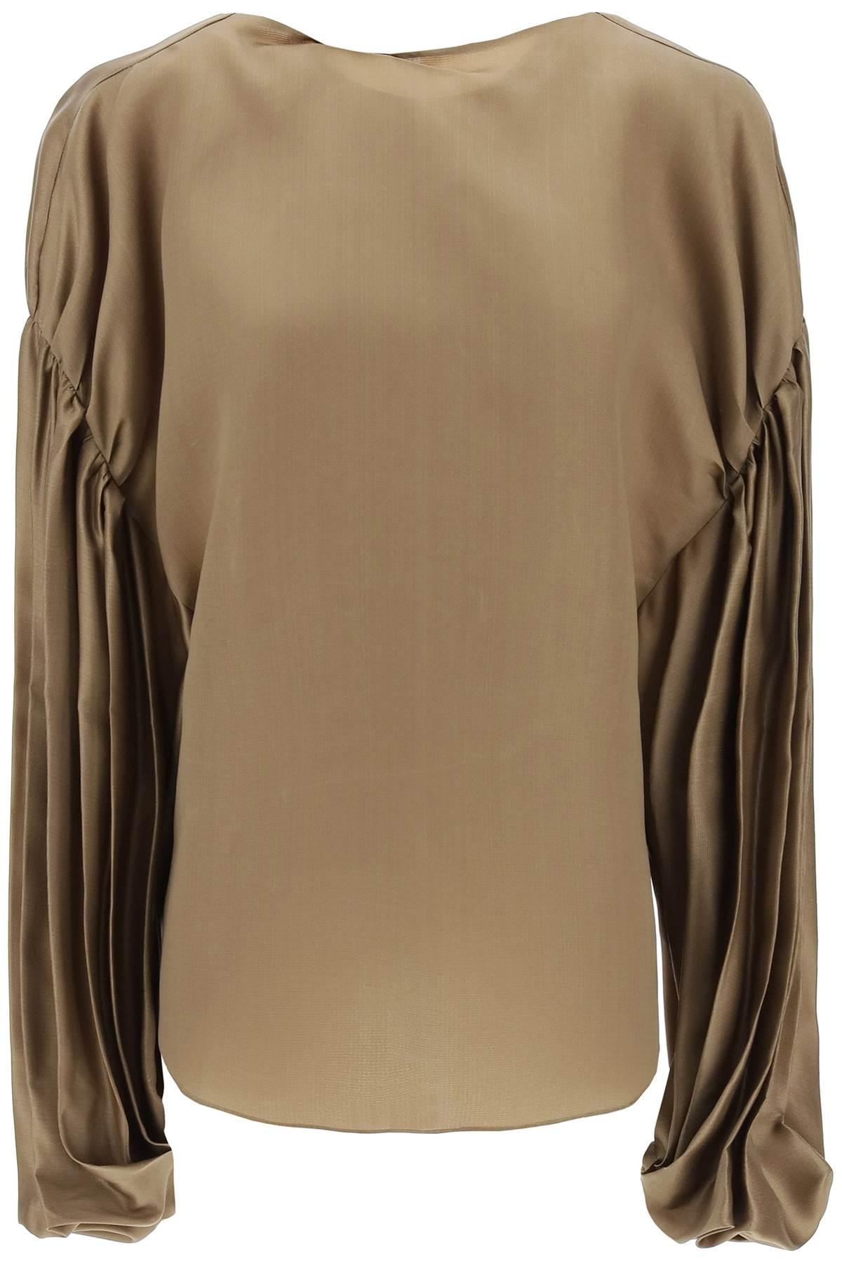 KHAITE Blusa Quico Con Maniche A Sbuffo In Brown Product Image