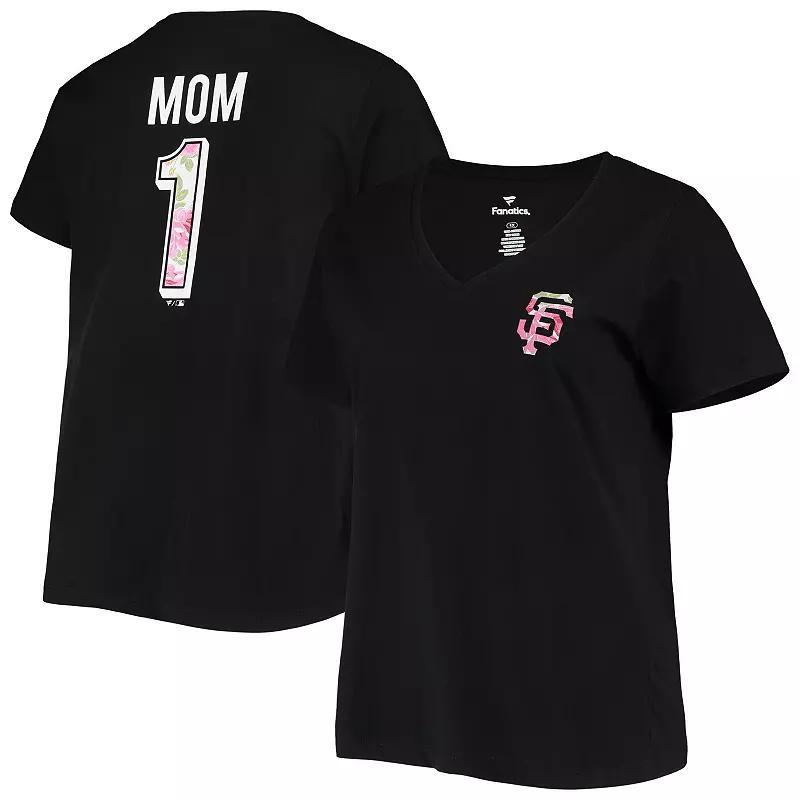 Womens San Francisco Giants Plus Size #1 Mom 2-Hit V-Neck T-Shirt Product Image