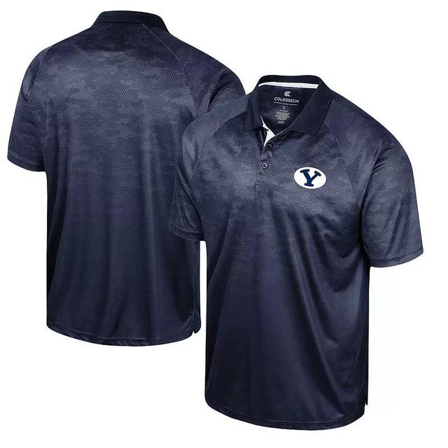 Mens Colosseum BYU Cougars Honeycomb Raglan Polo Blue Product Image