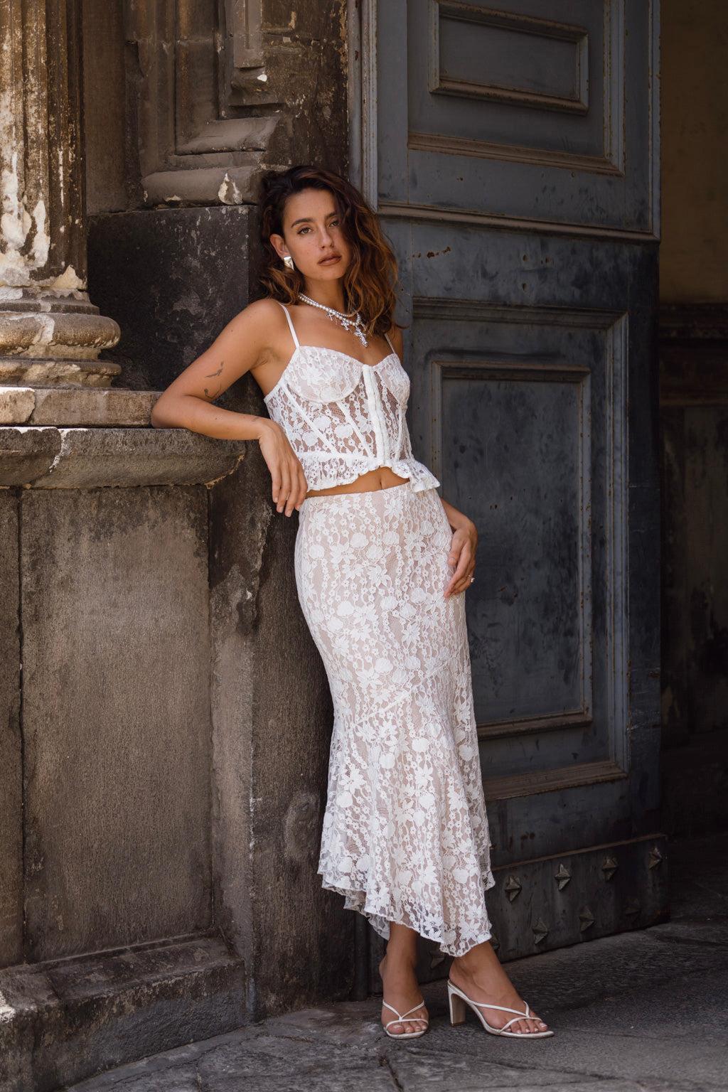 Rosemary White Lace Bustier Top Product Image