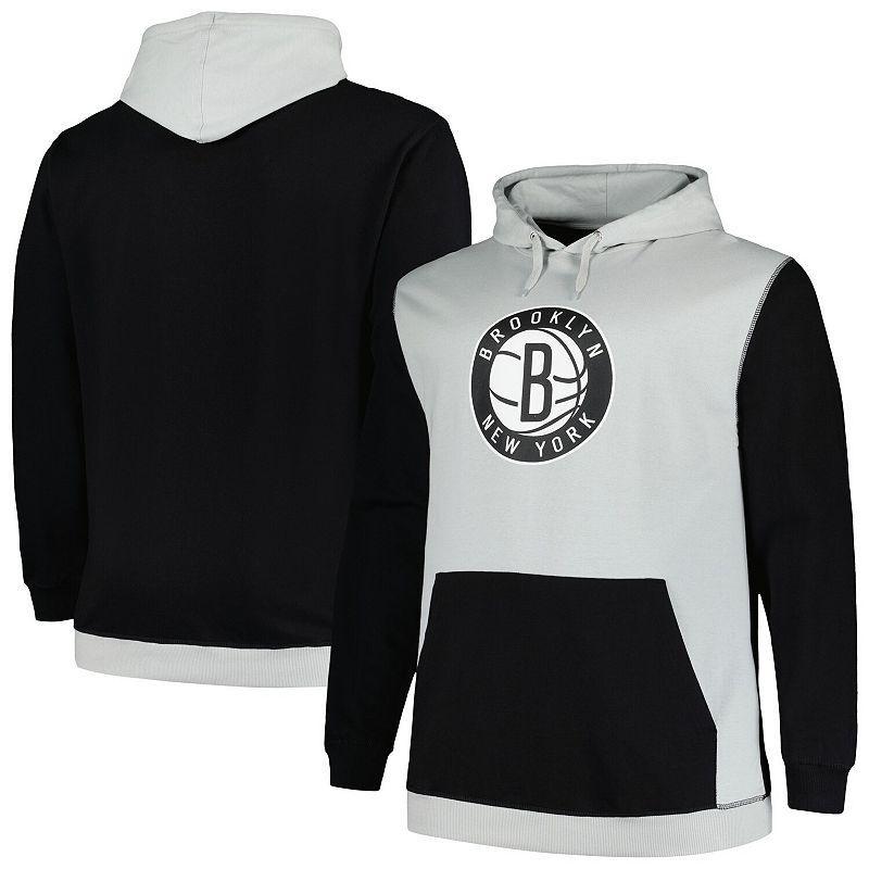 Mens Fanatics Branded /Silver Brooklyn Nets Big & Tall Primary Arctic Pullover Hoodie Product Image