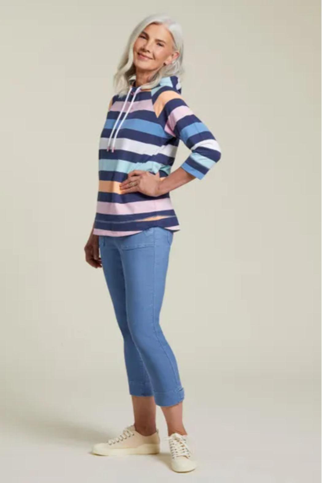 Pull on capri with side tab at hem Female Product Image