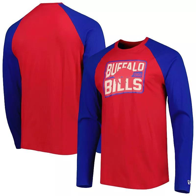 Mens New Era Buffalo Bills Throwback Raglan Long Sleeve T-Shirt Product Image