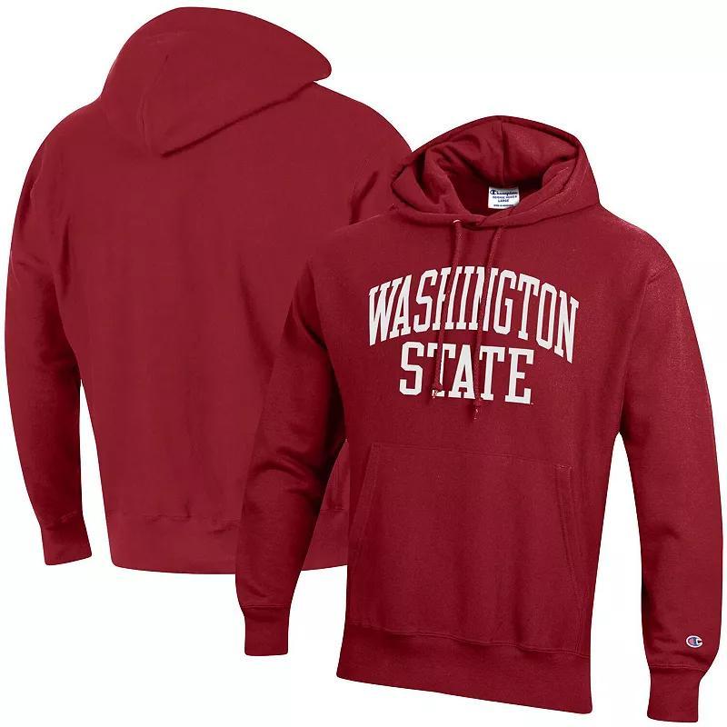 Mens Champion Crimson Washington State Cougars Team Arch Reverse Weave Pullover Hoodie Product Image