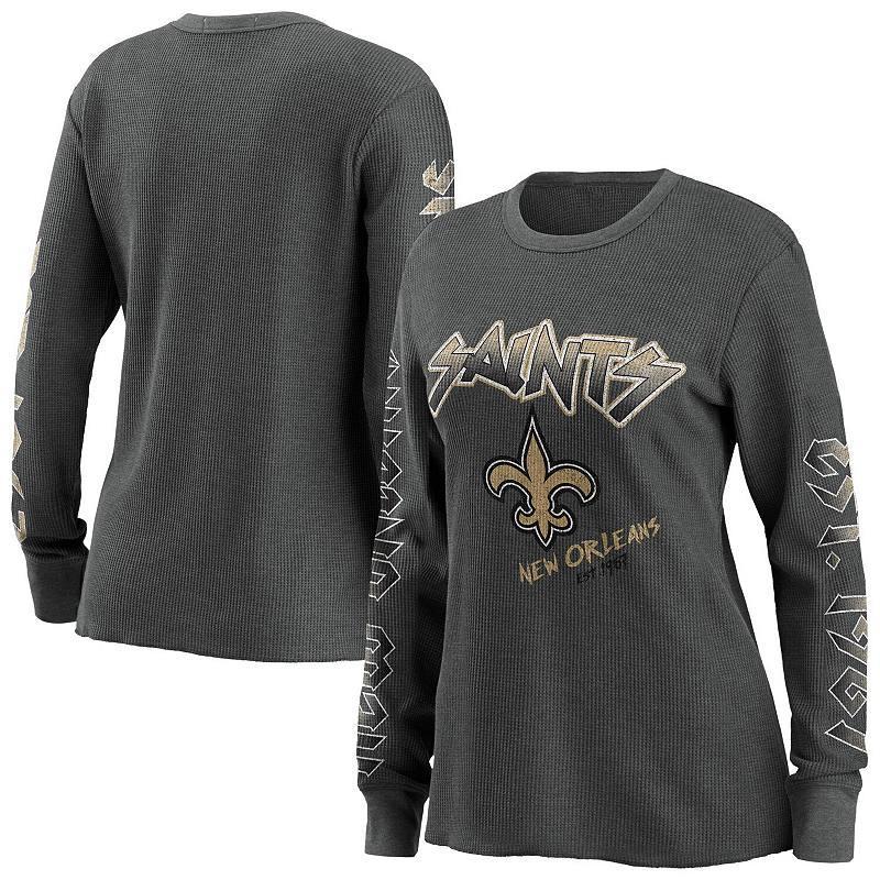 Womens WEAR by Erin Andrews Gray New Orleans Saints Long Sleeve Thermal T-Shirt Product Image