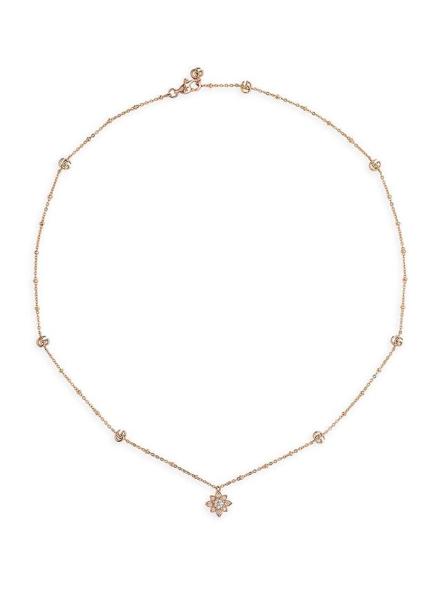 Womens Gucci Flora 18K Rose Gold & Diamond Pendant Necklace Product Image