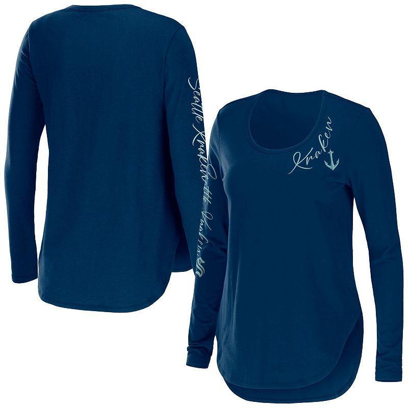 Womens WEAR by Erin Andrews Deep Sea Blue Seattle Kraken Team Scoop Neck Long Sleeve T-Shirt Krk Blue Product Image