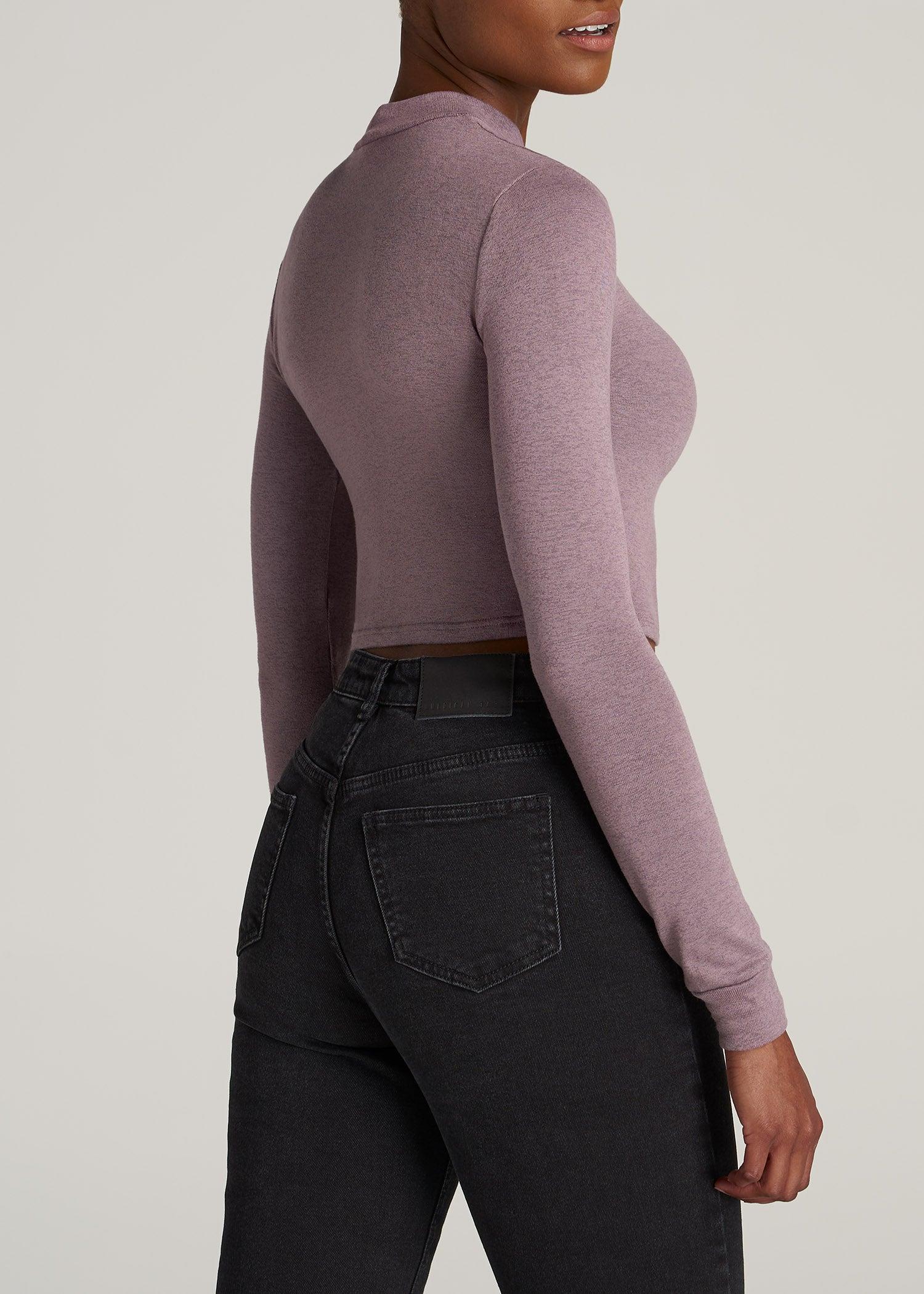 Women's Tall Crop Mock Neck Sweater in Smoked Mauve Product Image