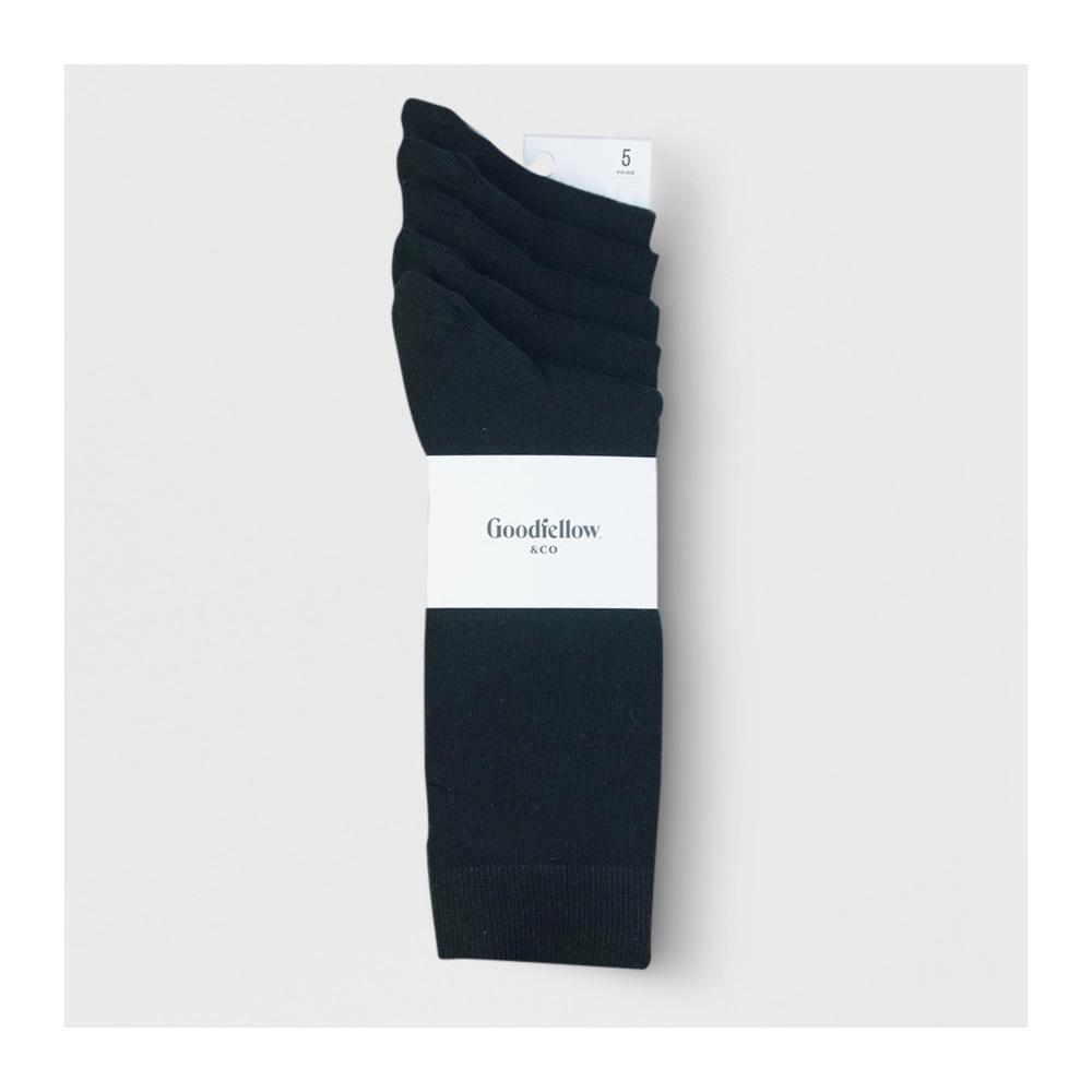 Men's Flat Knit Dress Socks 5pk - Goodfellow & Co™ Black 10-13 Product Image