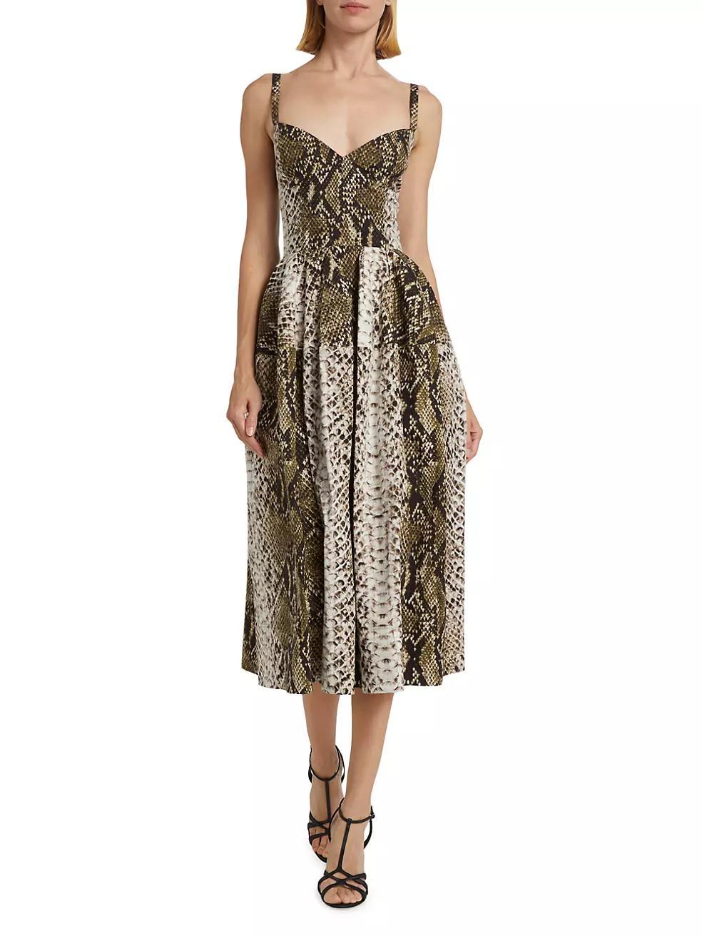 Snakeskin Cotton Midi-Dress Product Image