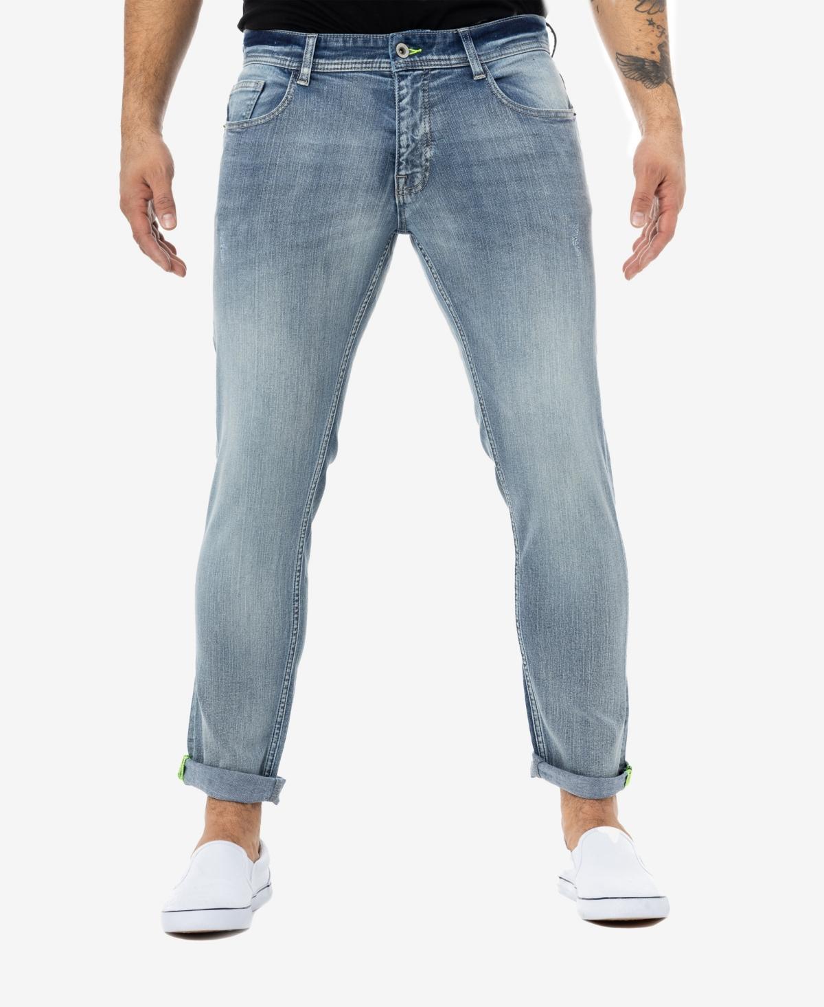 X-Ray Mens Rawx Contrast Neon Stitch Flex Jeans Product Image