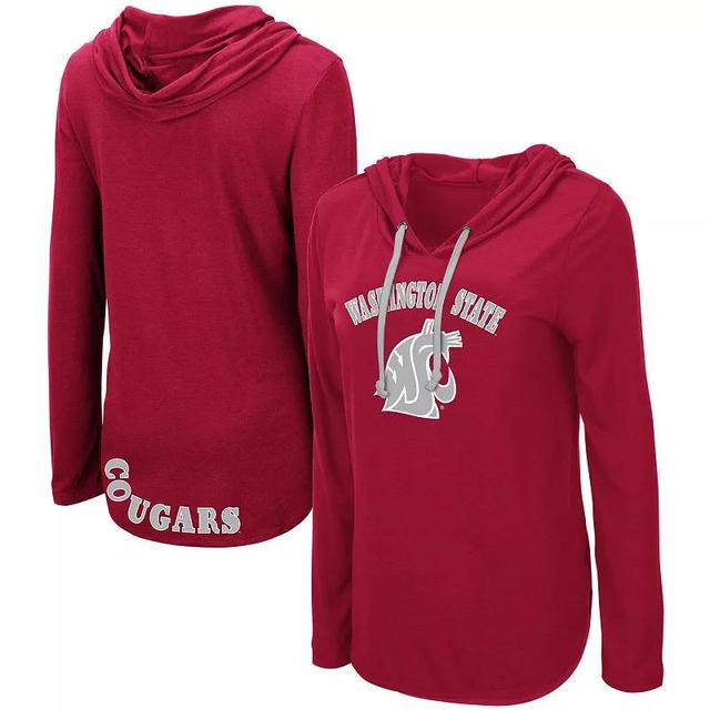 Womens Colosseum Crimson Washington State Cougars My Lover Lightweight Hooded Long Sleeve T-Shirt Product Image