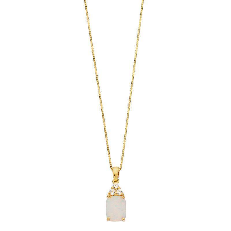 Gemminded Gold Over Silver Lab-Created Opal Pendant Necklace, Womens Gold Tone Product Image