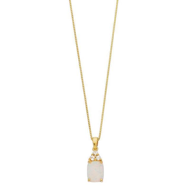 Gemminded Gold Over Silver Lab-Created Opal Pendant Necklace, Womens Gold Tone Product Image