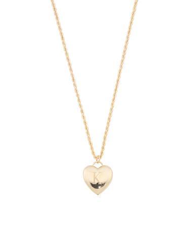 14K Engraved Initial Puffy Heart Necklace For Women Product Image