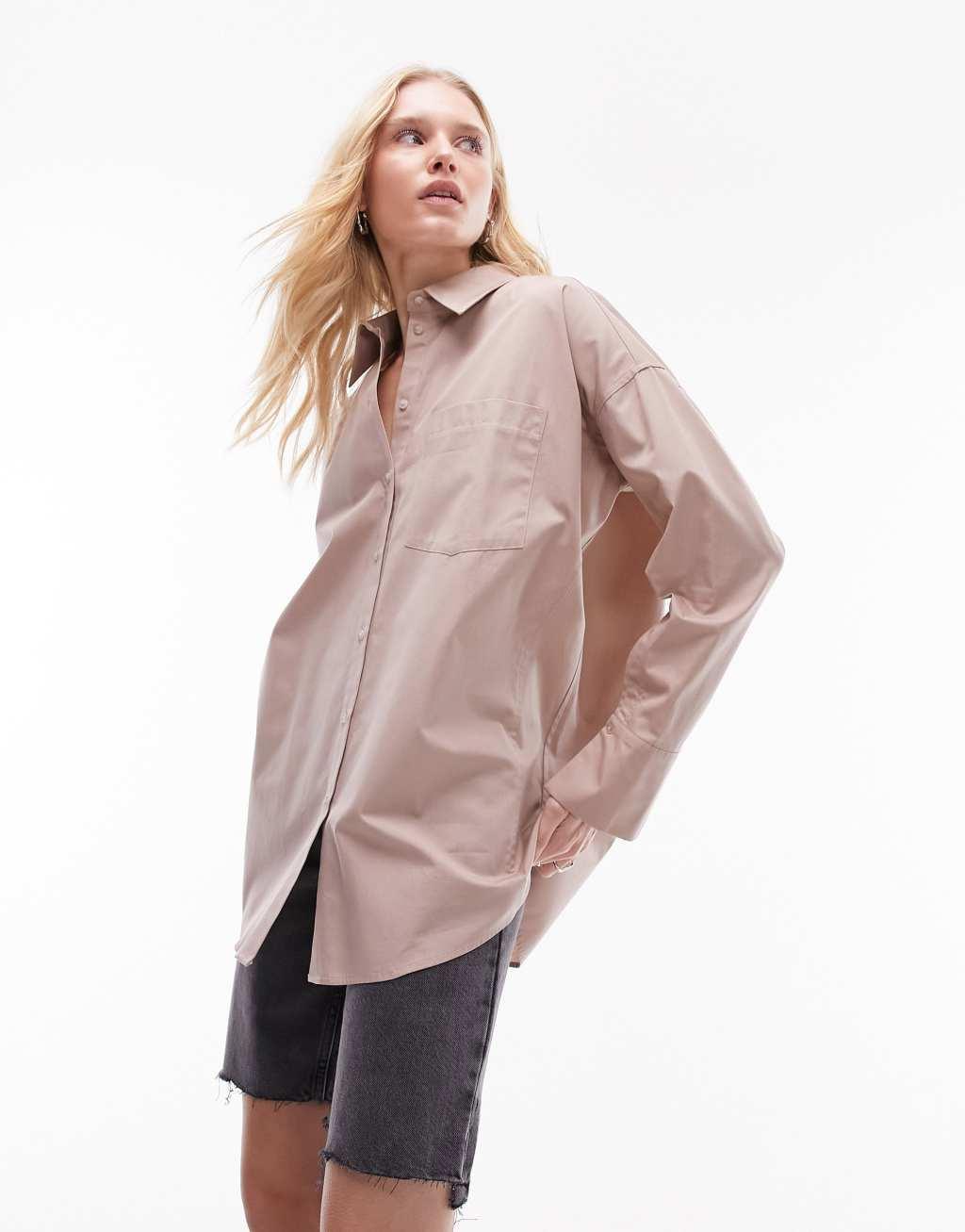 Topshop oversized poplin shirt Product Image