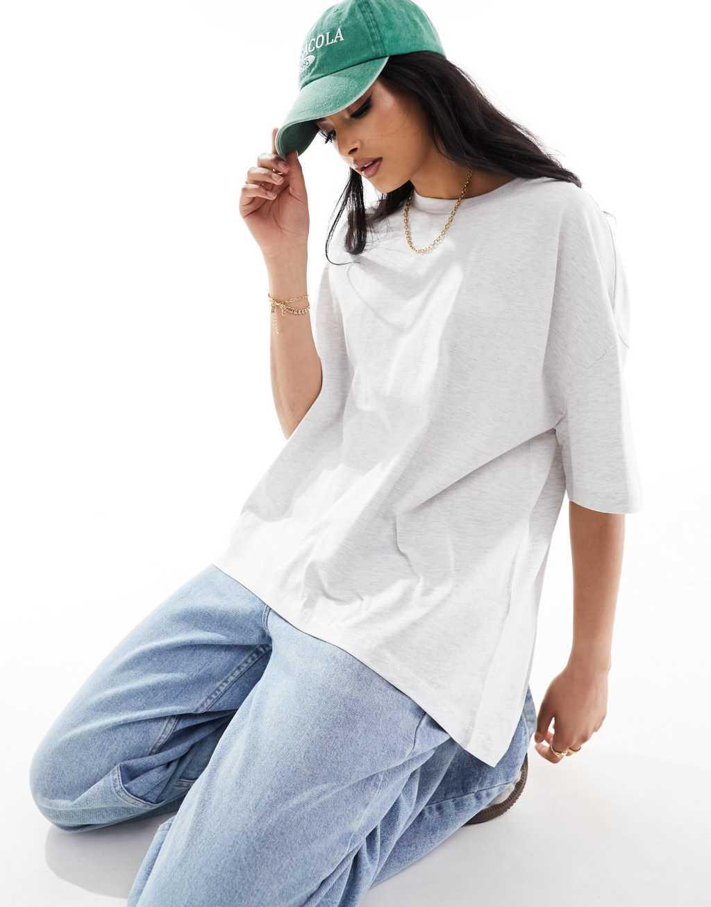 ASOS DESIGN high-low oversized tee in gray heather Product Image