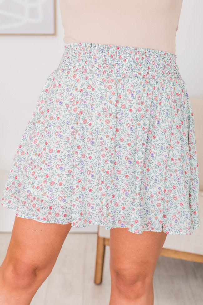 One More Time Ivory/Multi Floral Skirt FINAL SALE Product Image